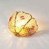 Gilt brass and crystal glass 'basket' wall light by Palwa, Germany 1960s