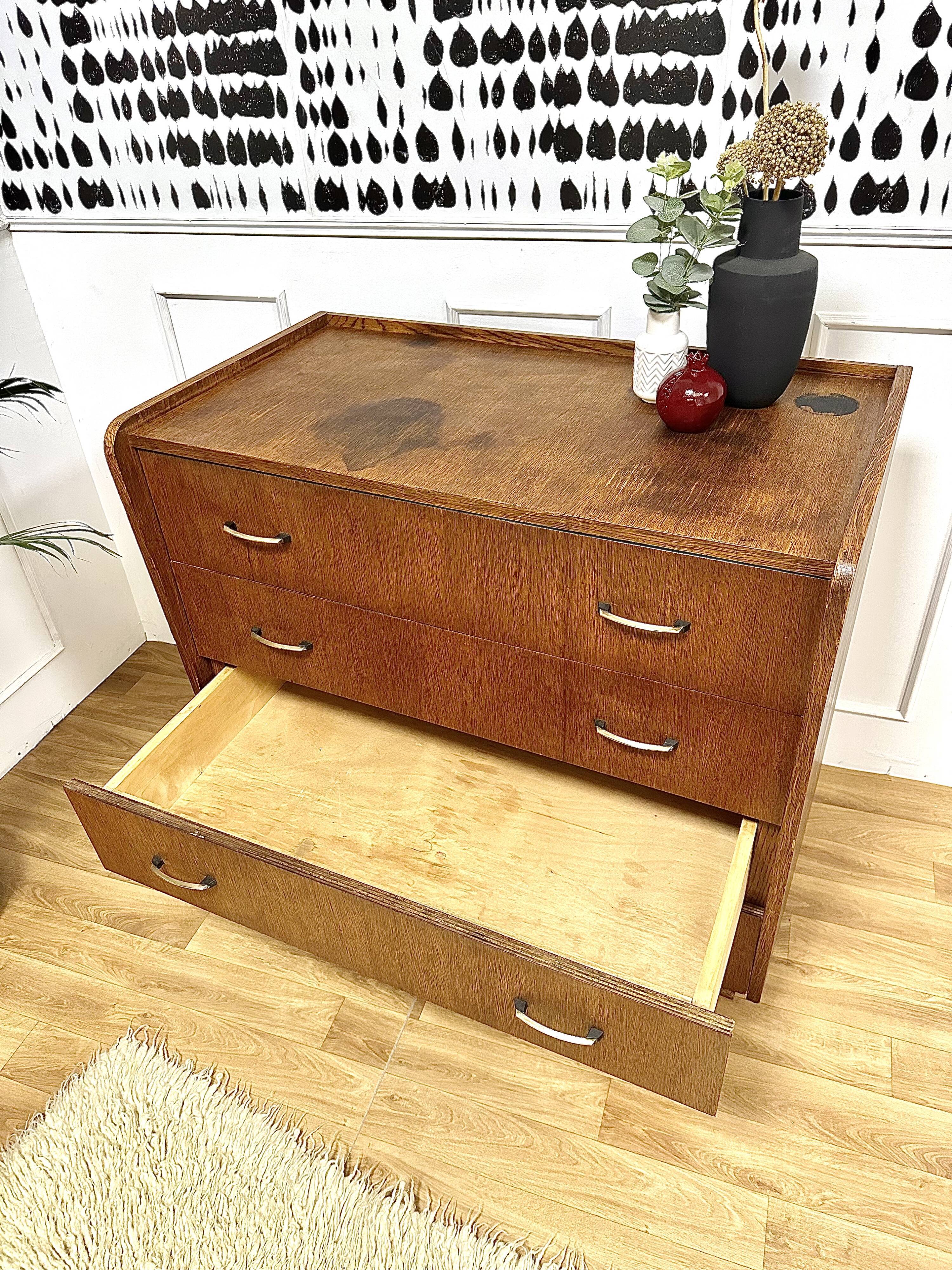 Vintage chest of drawers compass feet