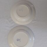 Duo of Plates faience old checkerboard decoration GREEN STYLE Digoin Moulin des loups FN