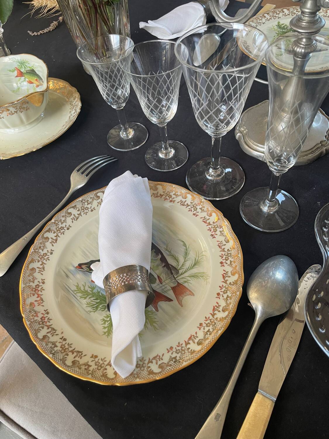 Set of 37 crystal glasses from the 50s