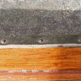 Table de métier, début 20ème, en bois et zinc riveté