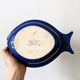Set of 2 blue fish dishes. Hollow ceramic serving dishes