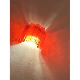 Set of Two Contemporary Red "Tronchi" Glass Wall Sconces in Ve