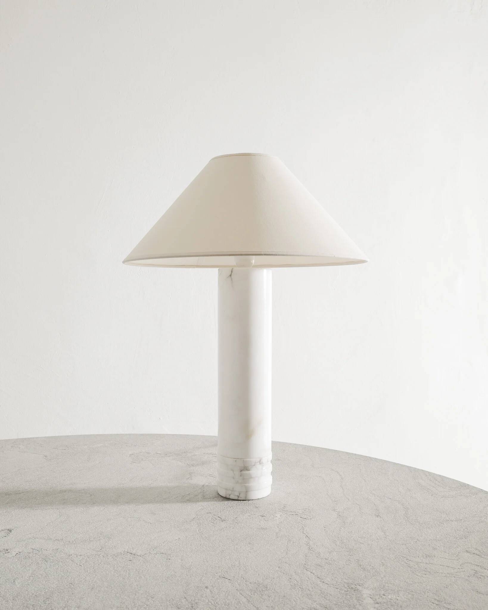 Swedish Mid Century Cylindrical White Marble Table Lamp by Bergboms, 1960s