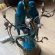 Superb Arras Lamp & Flower Faience - Silvered Bronze - Boler brand -