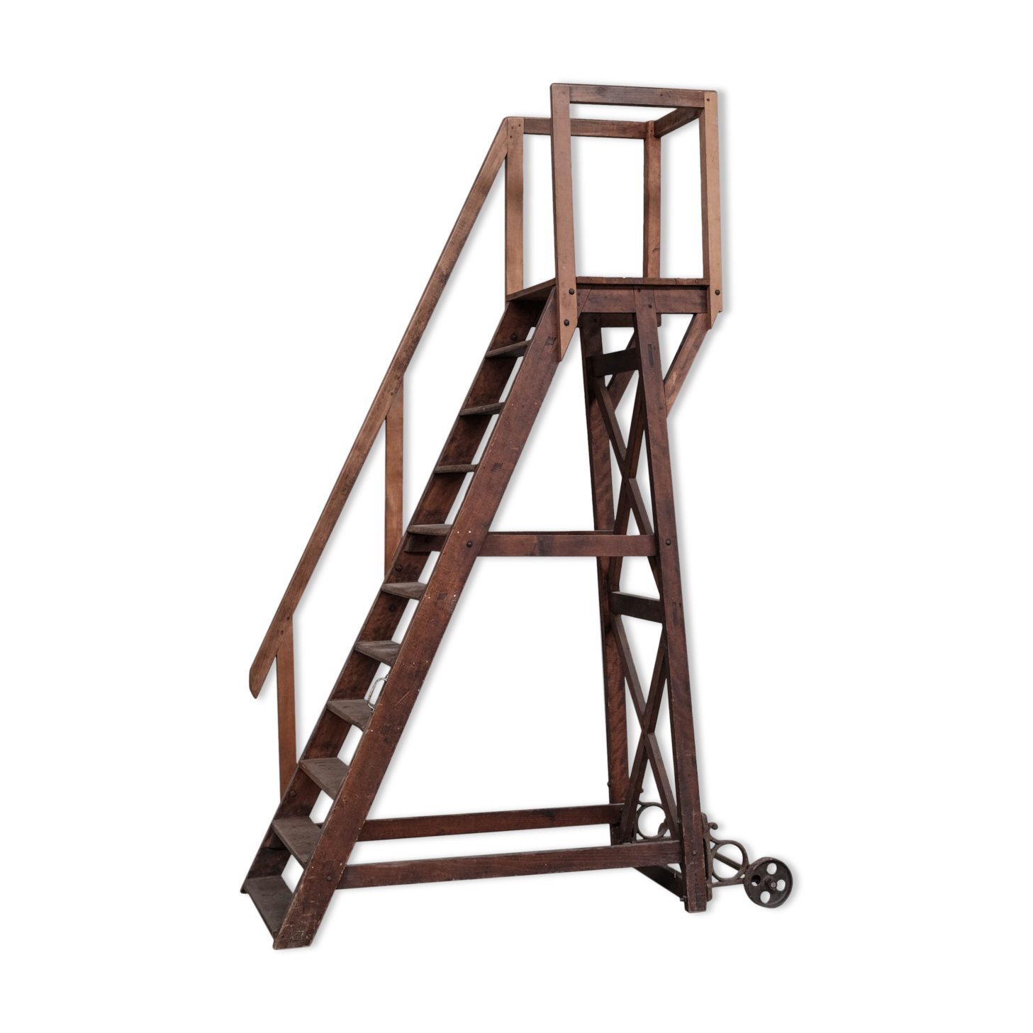 Antique industrial wooden french staircase