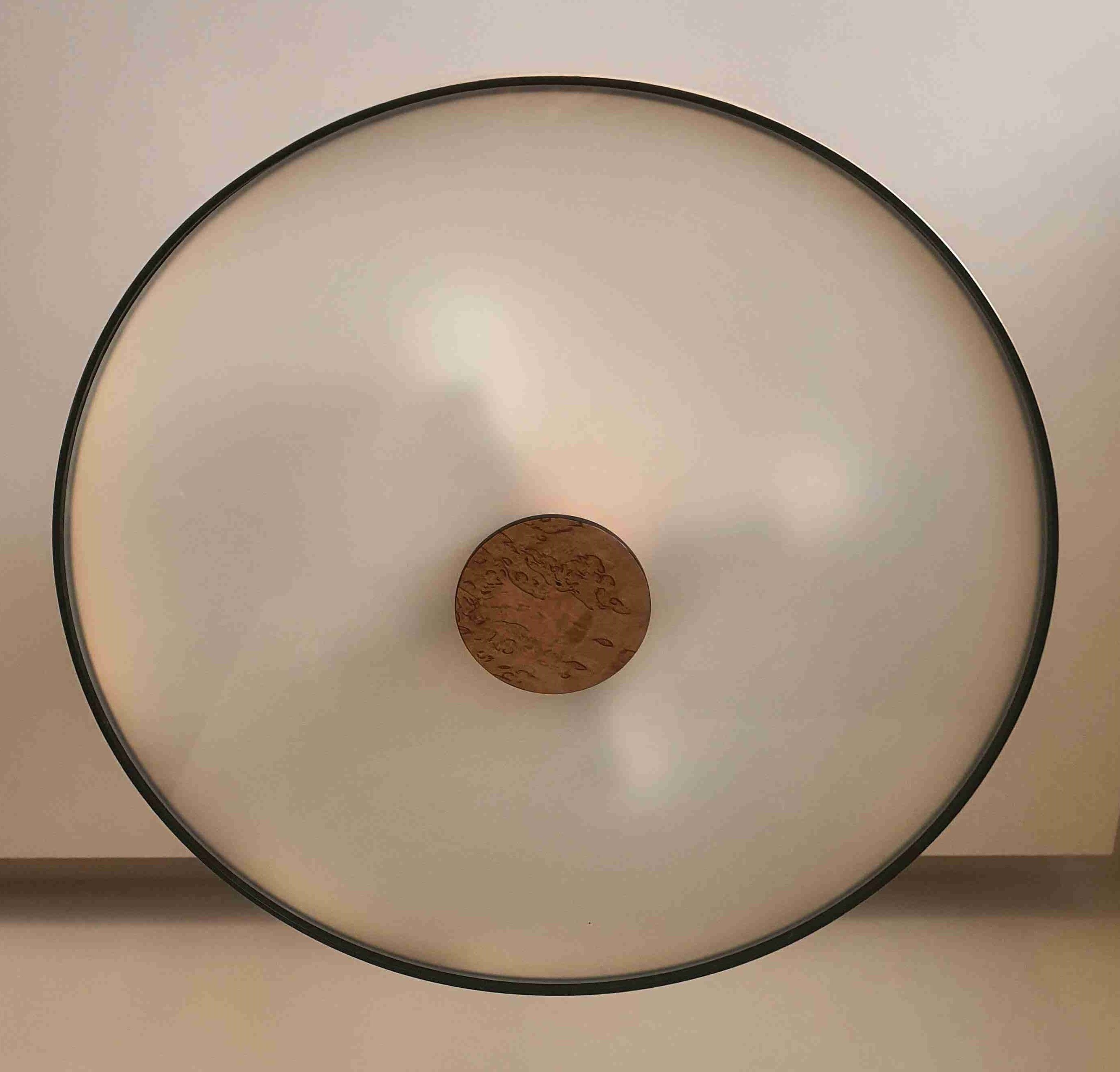 Hanging chandelier, birch root veneer