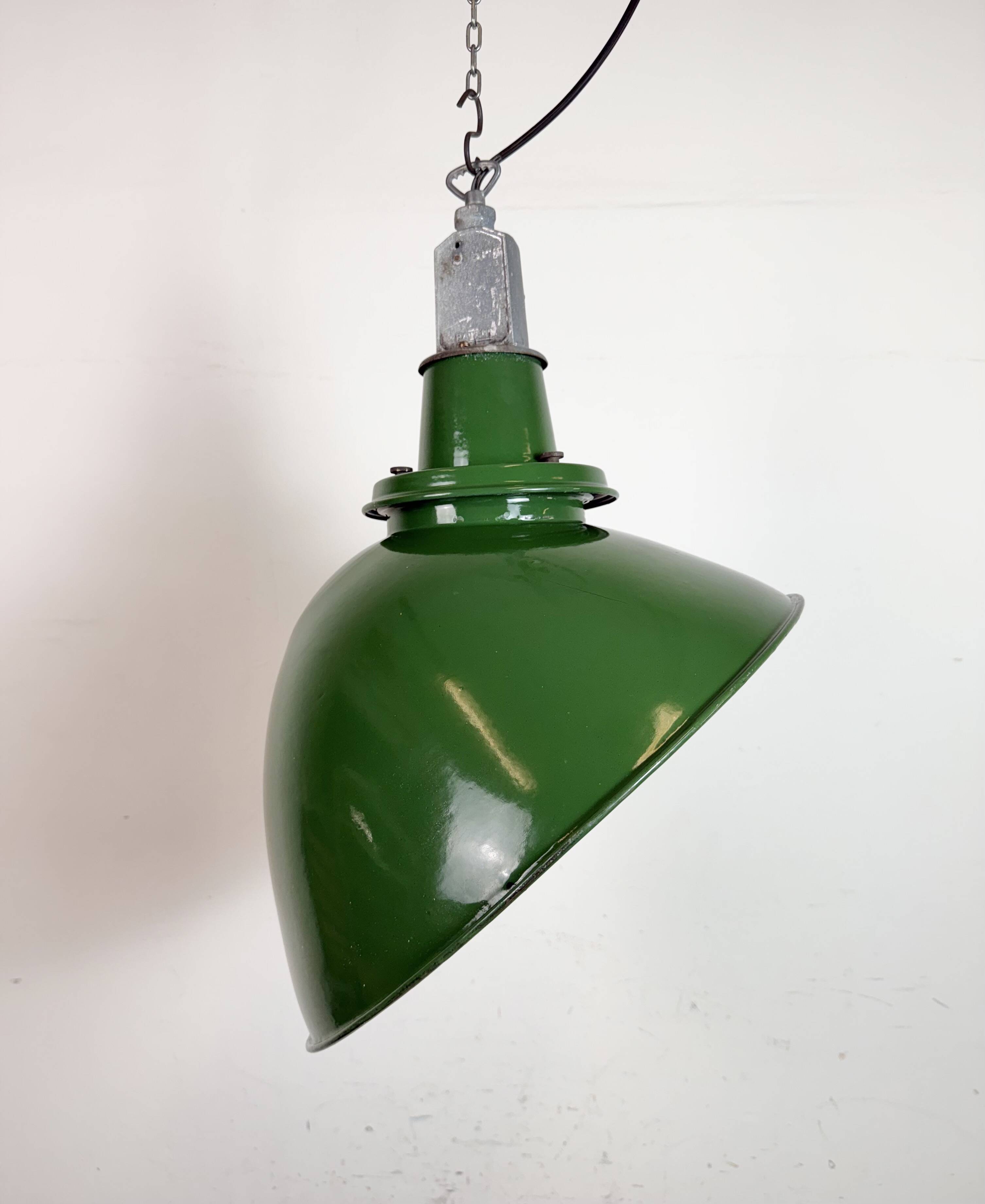 Large Industrial Green Enamel Factory Pendant Lamp from Benjamin, 1960s