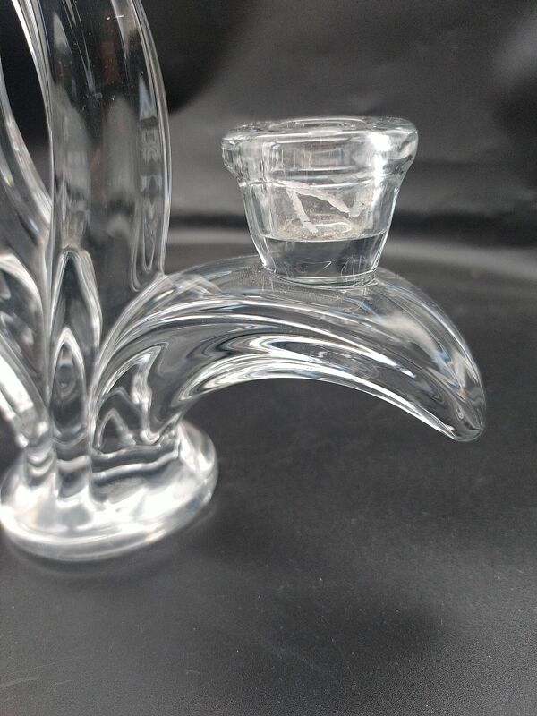 4 Bougeoirs lys en cristal de Vannes le Châtel .