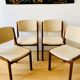 Ensemble de 4 chaises vintage en teck et laine