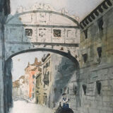Watercolor Venice the Bridge of Sighs 19th century