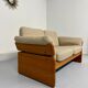 Old sofa in solid elm and vintage 80s design fabric Seltz France