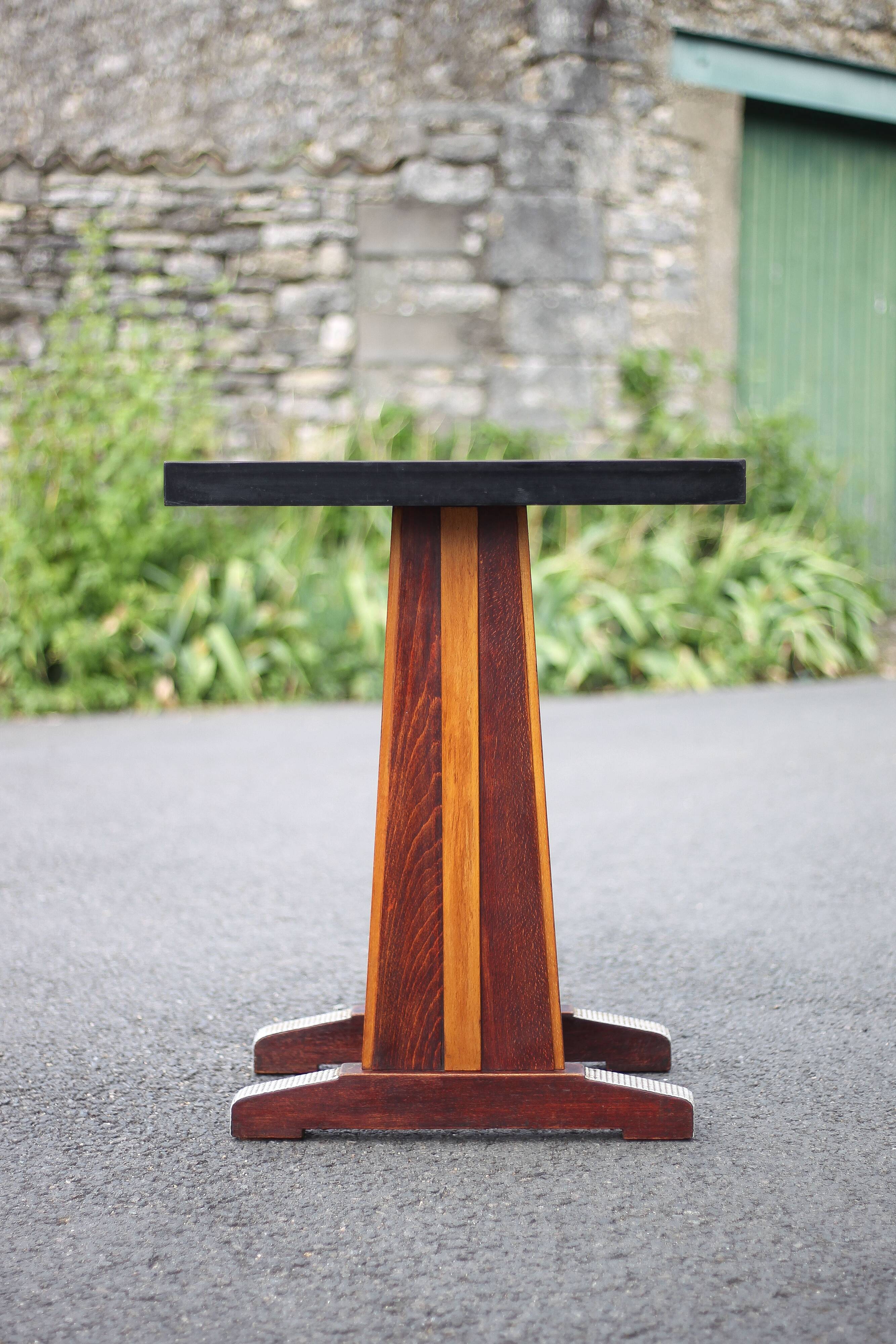 Vintage formica bistro table, wooden base side table