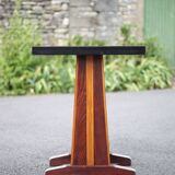 Vintage formica bistro table, wooden base side table