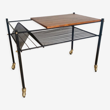Table basse à roulettes vintage range-vinyles