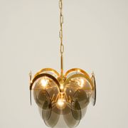 60s large brass ceiling chandelier with large round glass plates