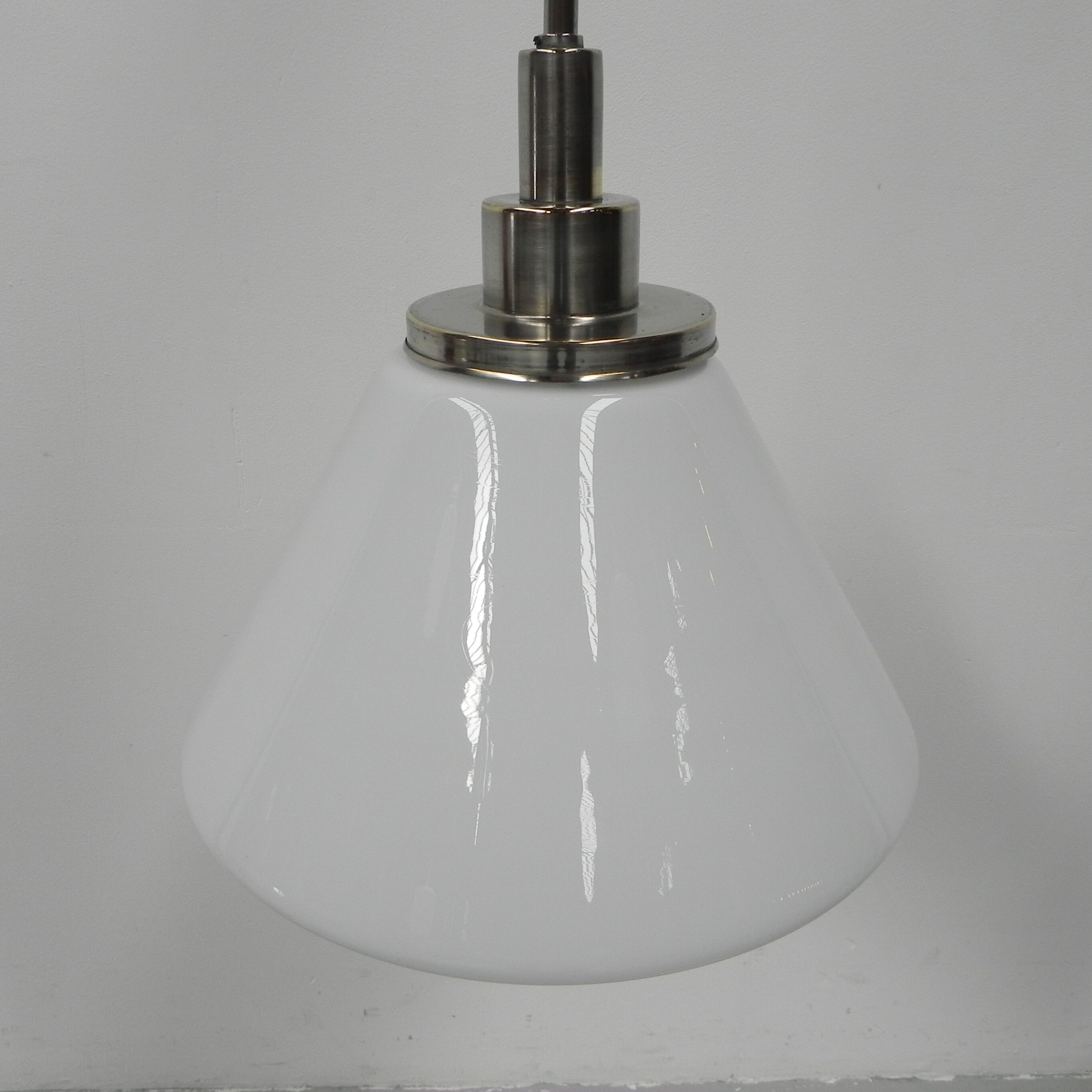 Art Deco school lamp with white glass shade
