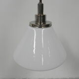 Art Deco school lamp with white glass shade