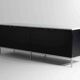 Buffet Florence Knoll noir de style exécutif avec poignées en métal, années 1970