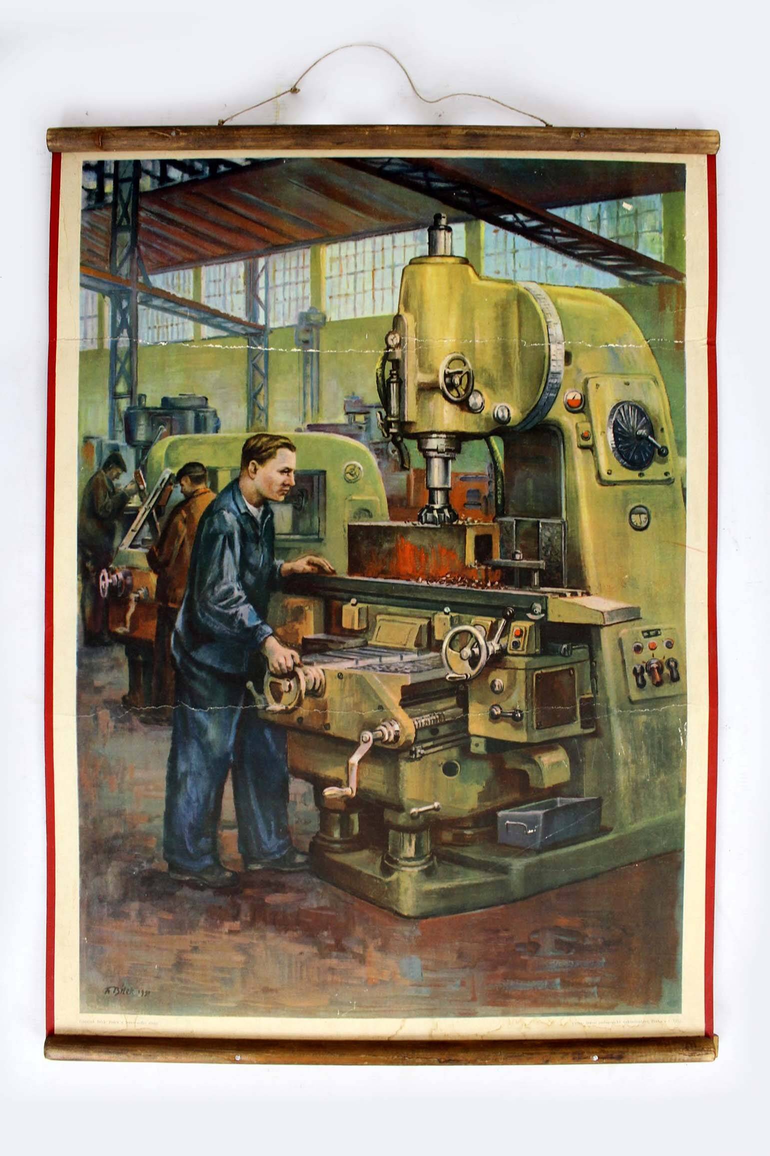 Czech Industrial Poster by Frantisek Bilek, 1950s