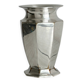 Vase en métal argenté à pans coupés