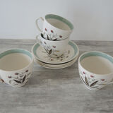 4 Old Cups & Saucers ALFRED MEAKIN England – Hedgerow