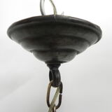 Art Deco hanging lamp with marbled salmon-coloured shade