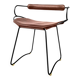 Contemporary Table Bar Stool with Backrest, Smoked Black Metal and Dark Brown Leather