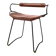 Contemporary Table Bar Stool with Backrest, Smoked Black Metal and Dark Brown Leather
