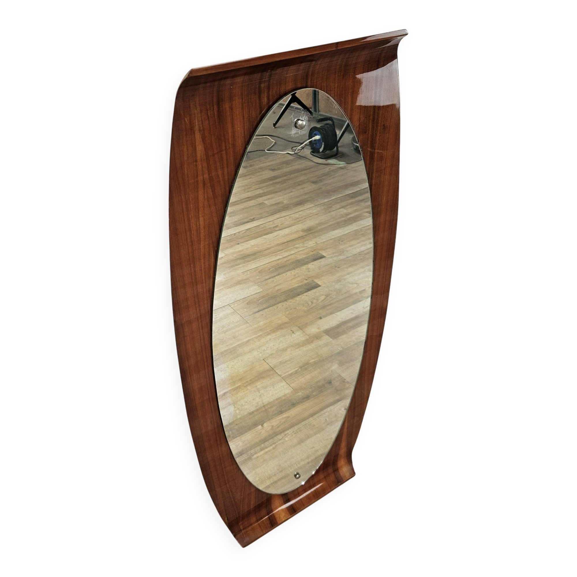 Curved plywood wall mirror by Campo e Graffi, 1960s