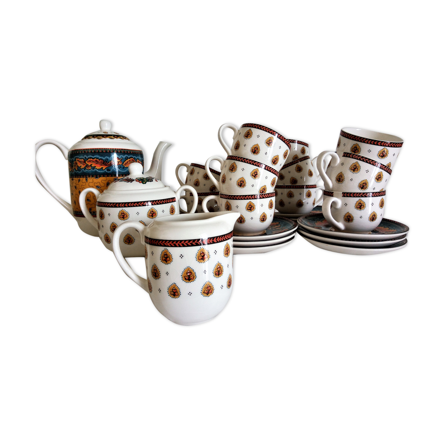 Service à café décoré par Geneviève Lethu, modèle Carpentras 1994