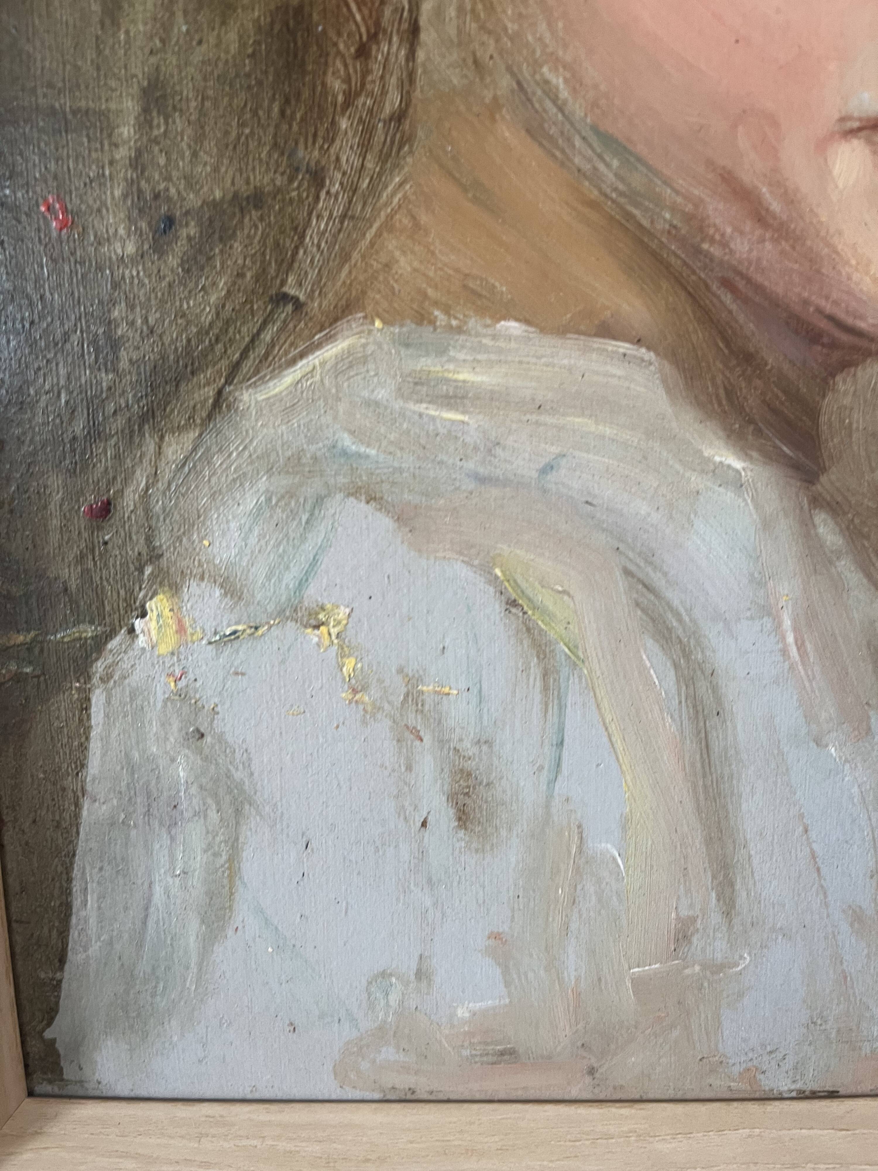 Oil portrait on cardboard