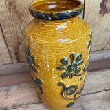 Vase West Germany in ceramic - relief floral decoration