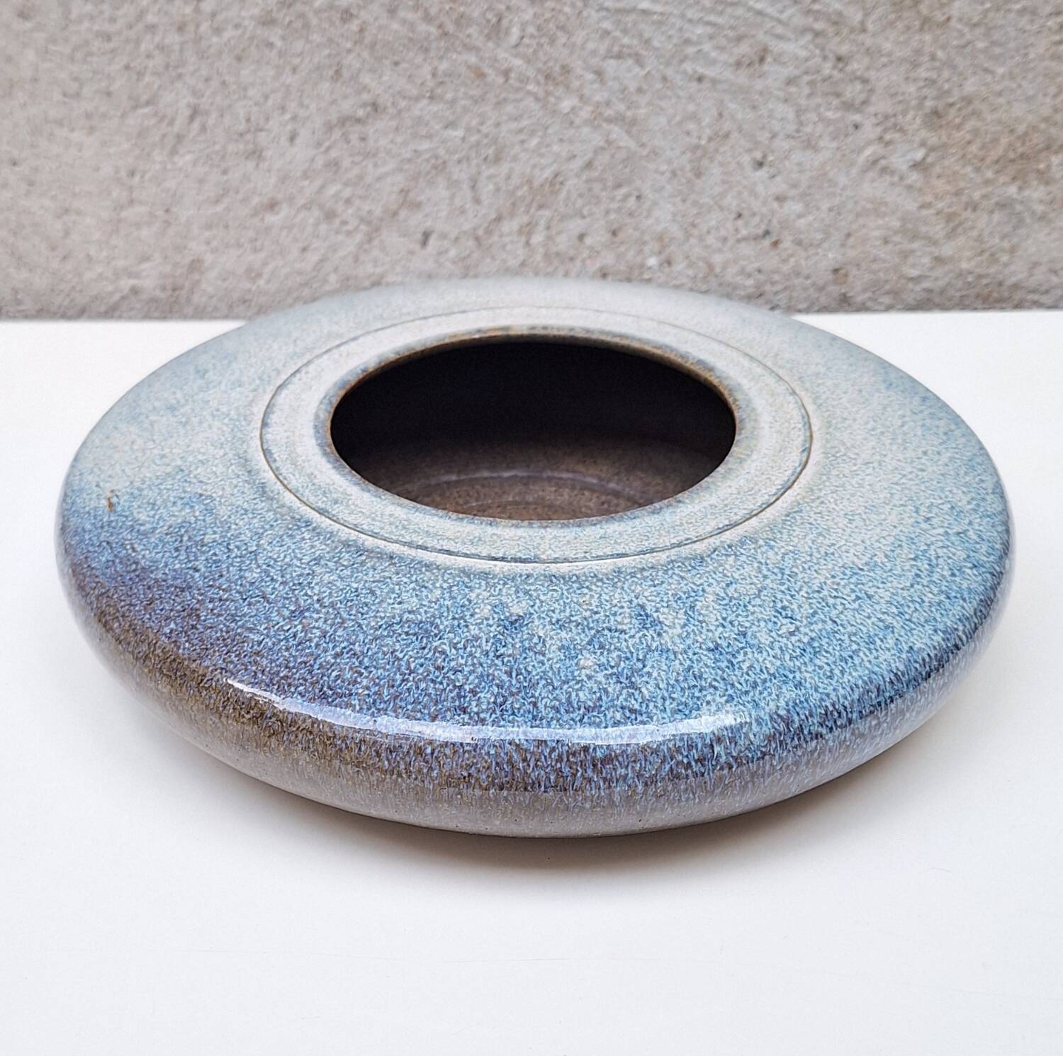 Flat ceramic vase by Nadia and Alain Pinel