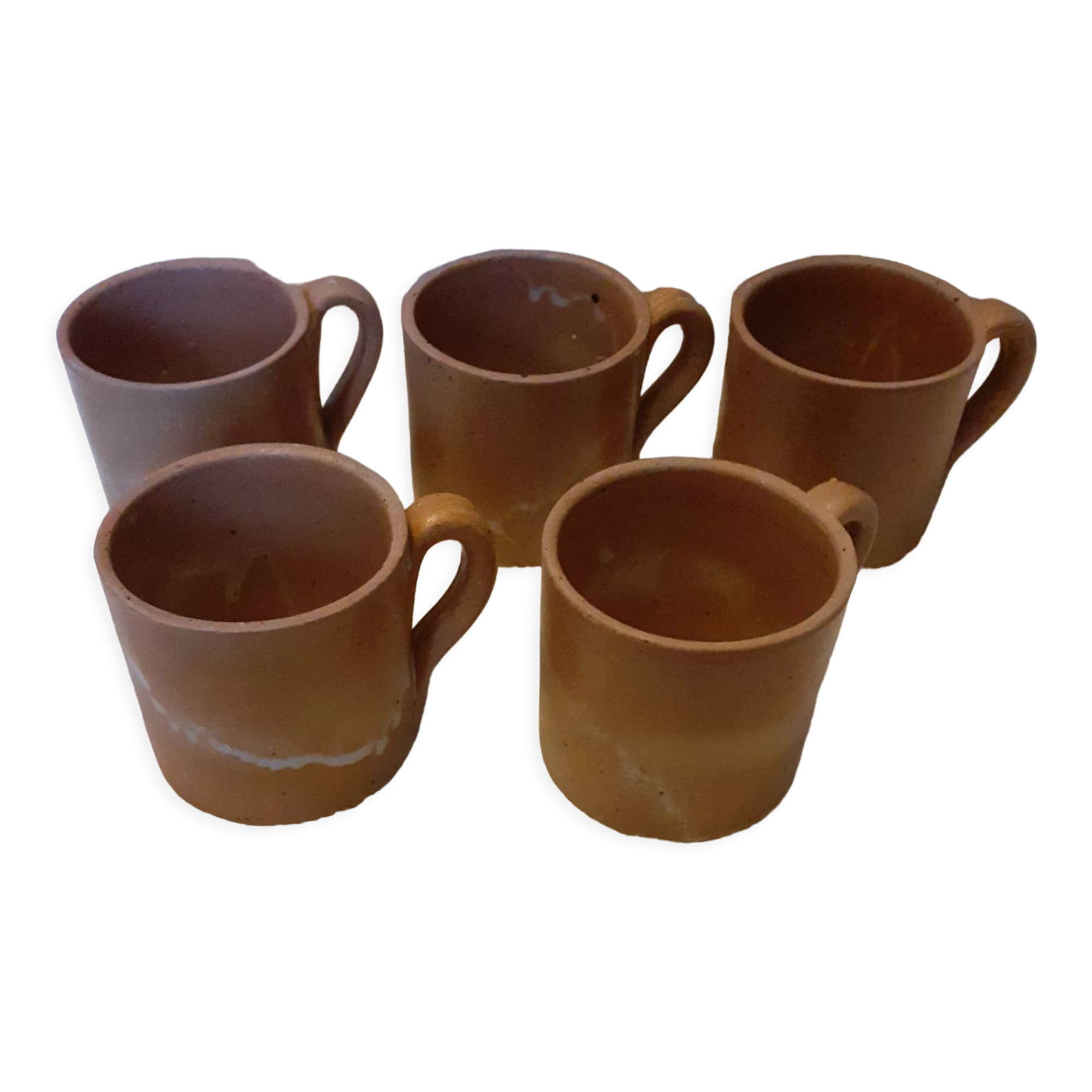 5 tasses à café vintage en grès