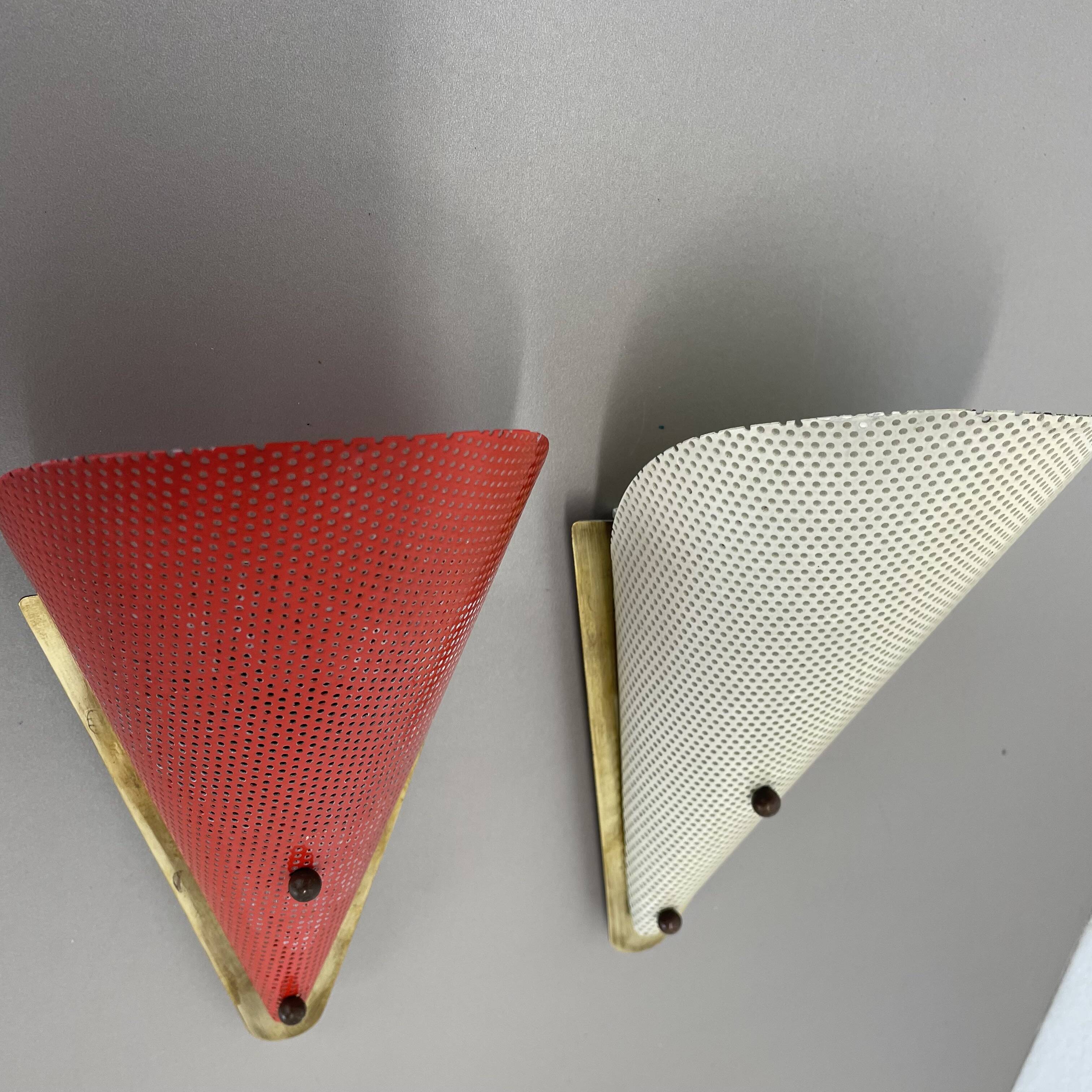 Set of two hole pattern theatre wall light sconces, france, 1950