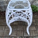 Peacock white rattan side table 1970