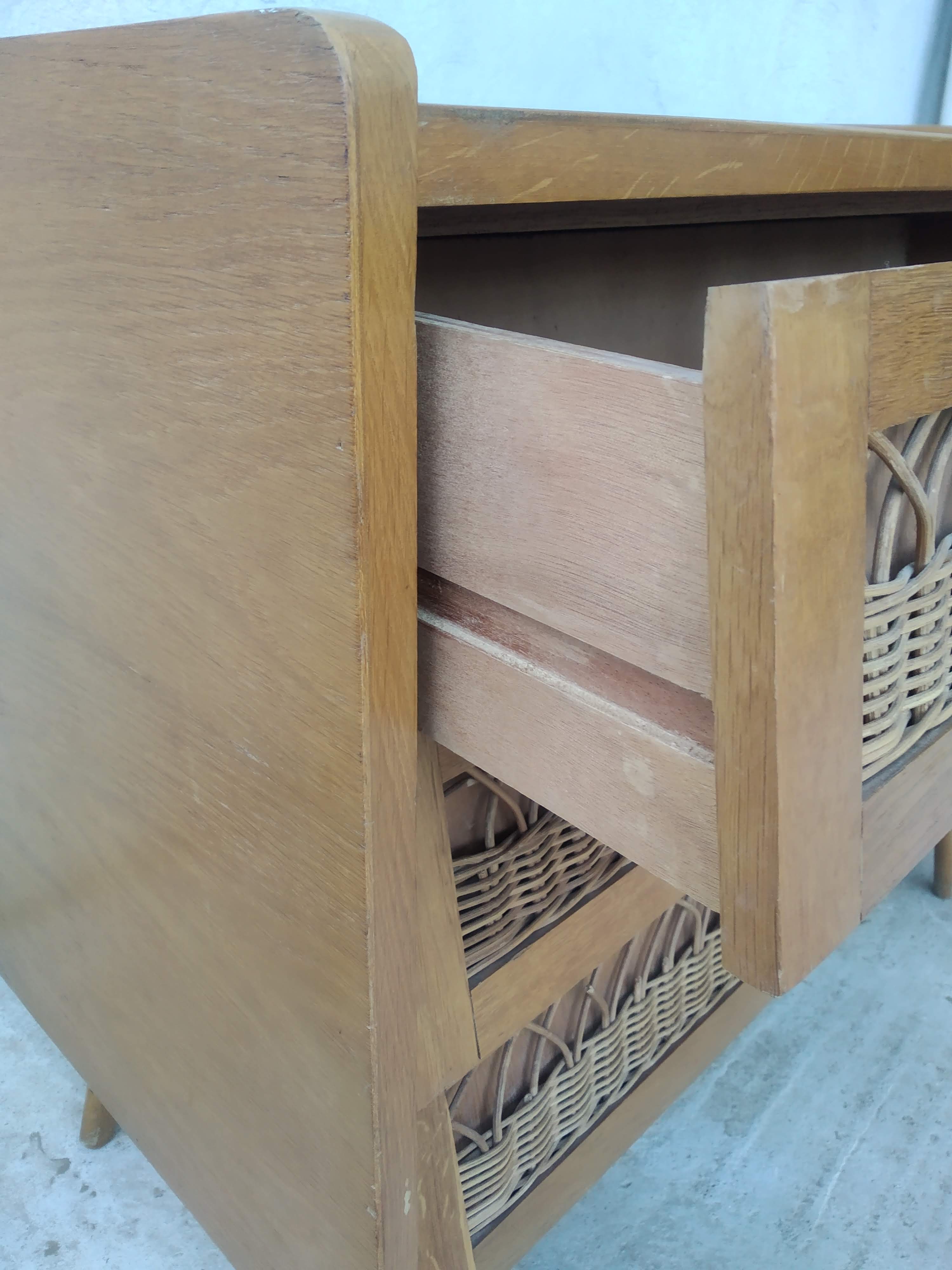 Vintage dresser rattan compass feet