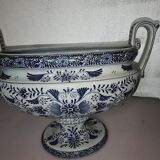 Delft earthenware planter with mill decoration