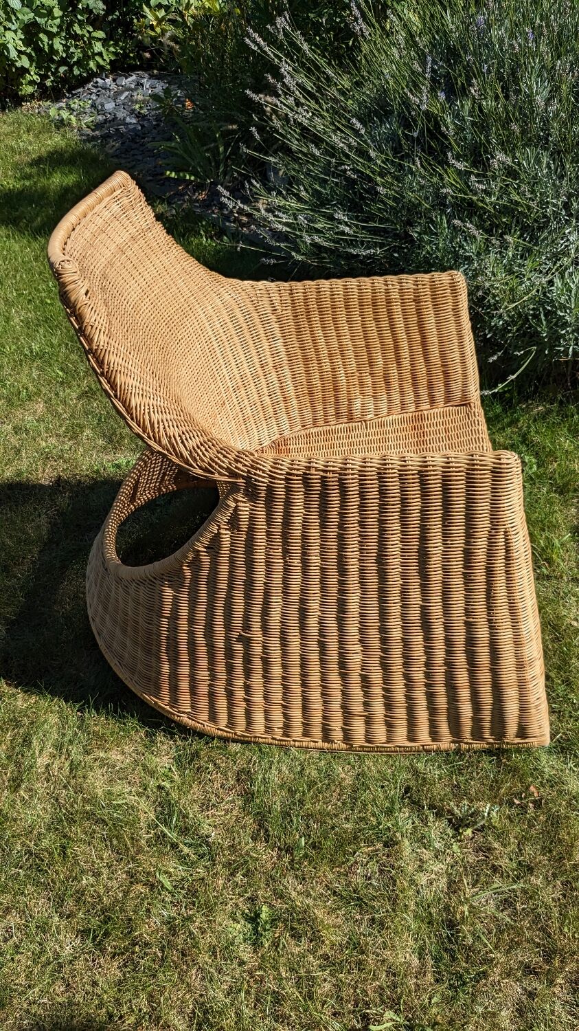 Wicker and rattan rocking chair