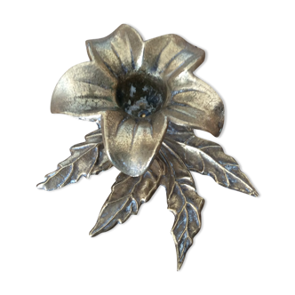 Bougeoir fleur en bronze doré