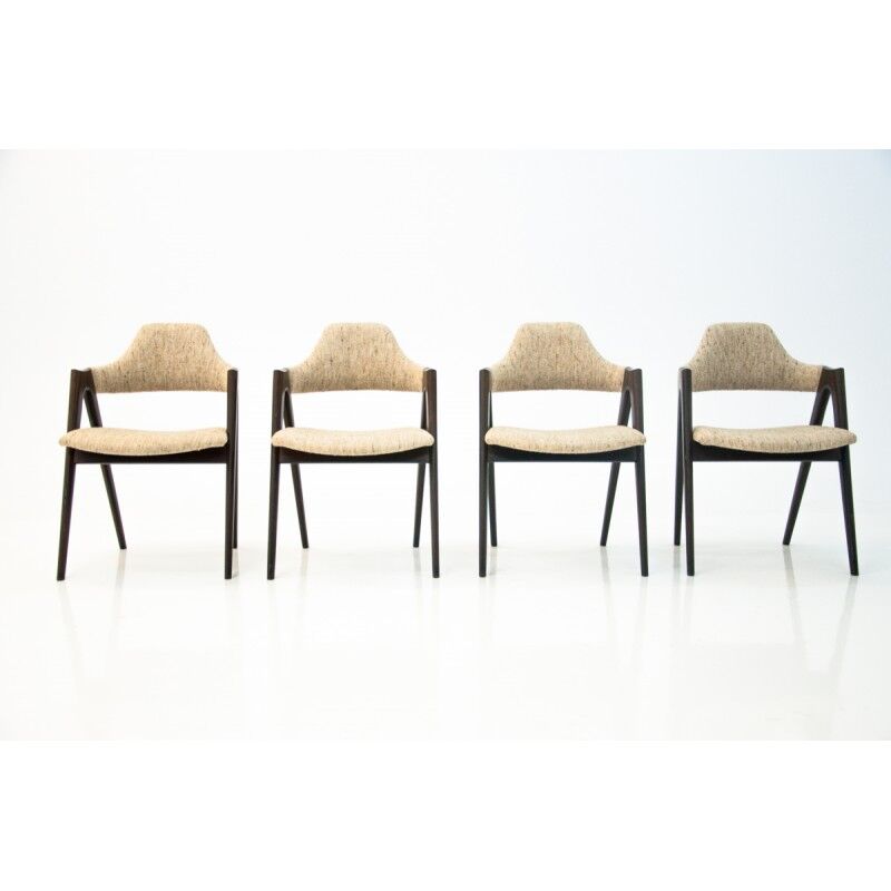 Four beige chairs, model compass, designed by K. Kristiansen, Denmark, 1960