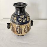 Stoneware vase with Art Deco geometric motifs signed Roger GUERIN