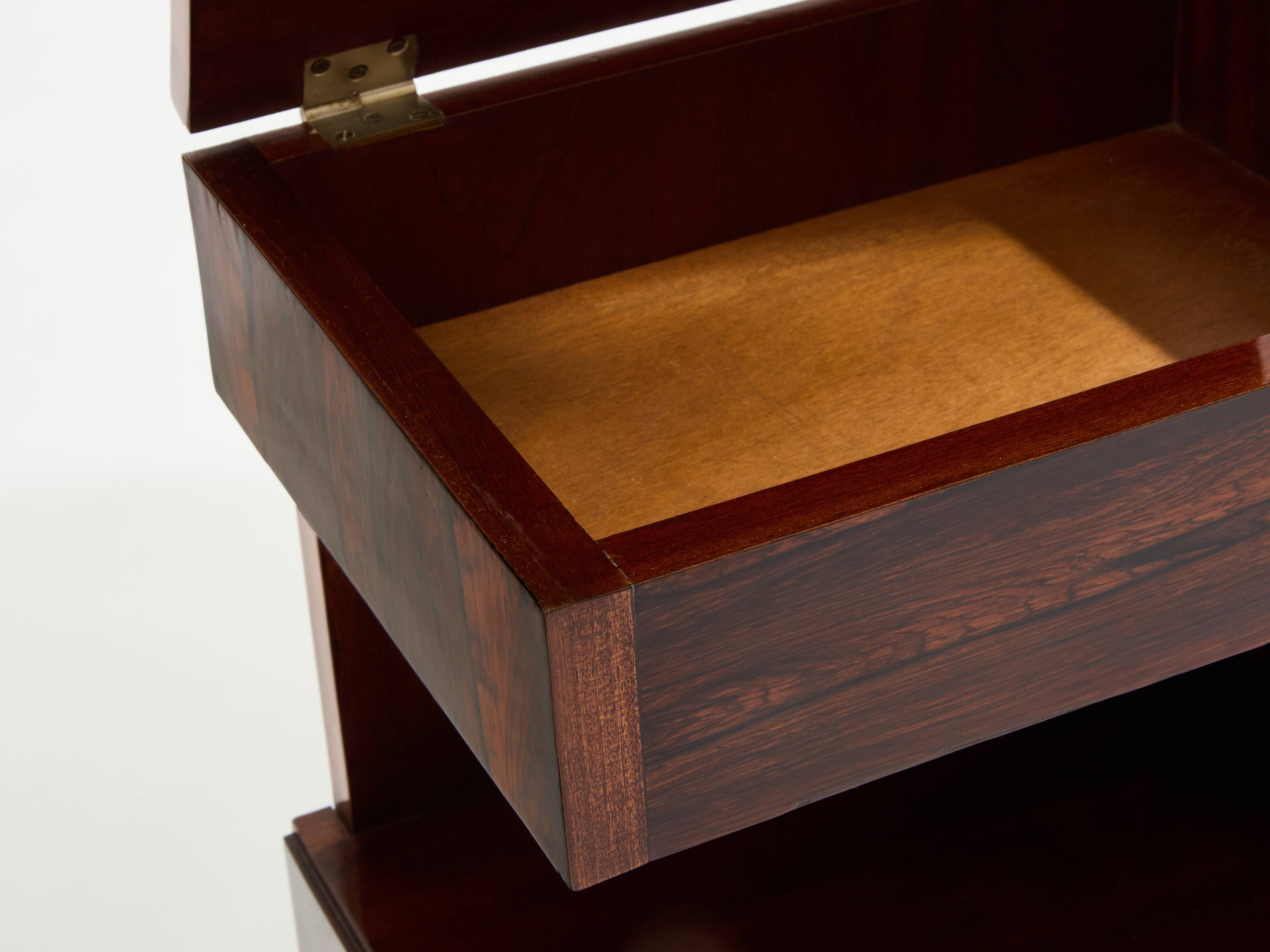 Art Deco Modernist Rosewood Brass Sewing Cabinet circa 1940