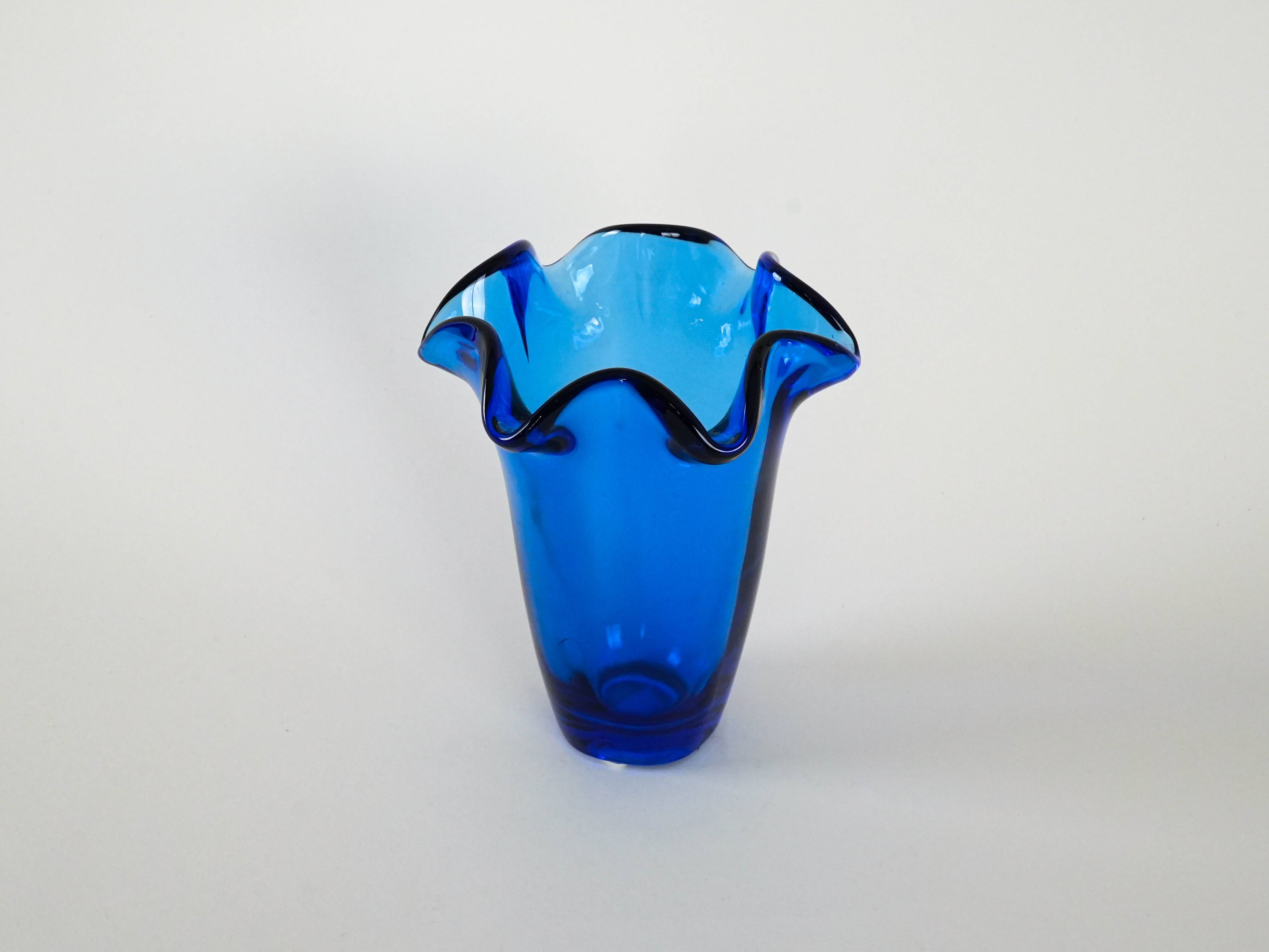 Cobalt glass vase, Danish design, 1970s, made in Denmark