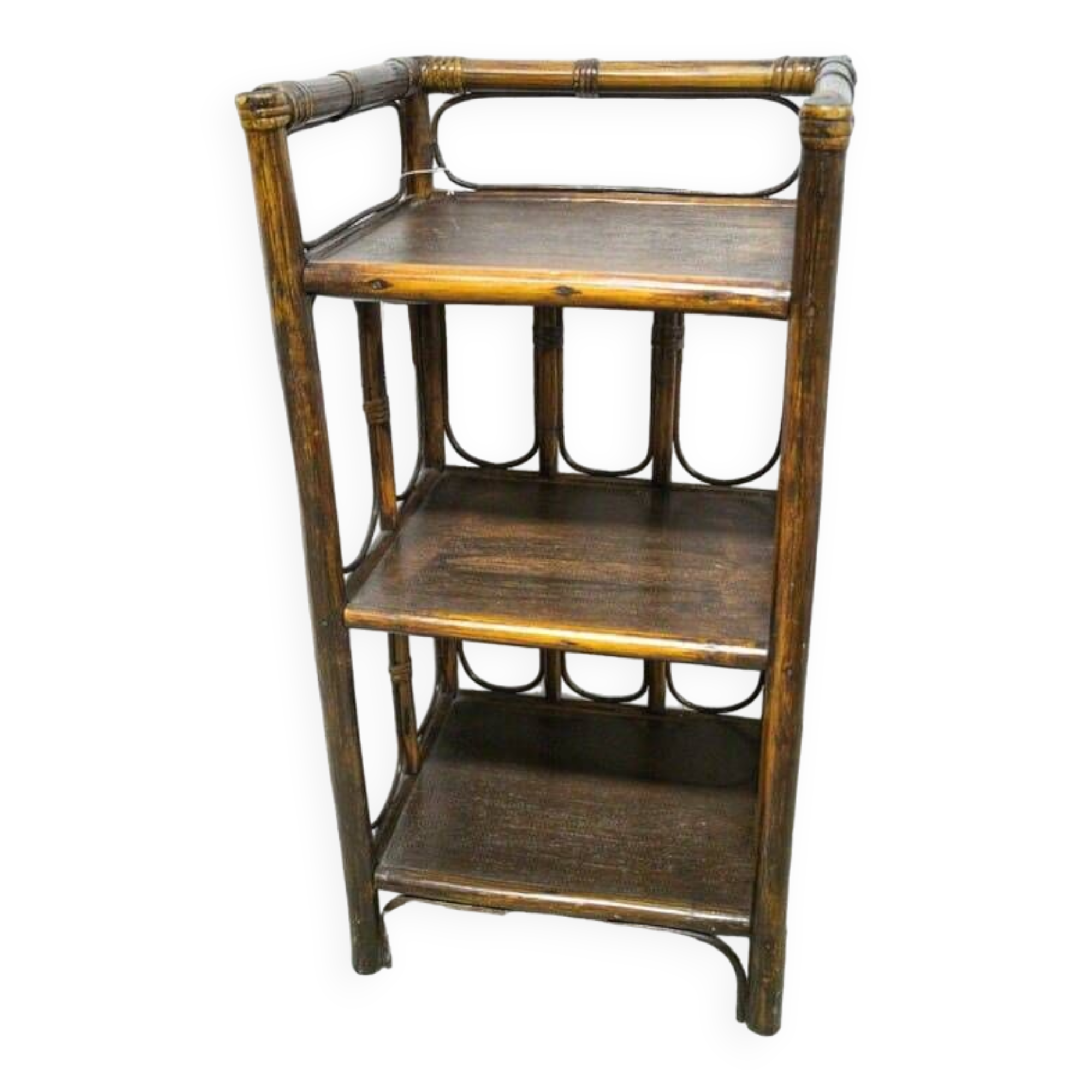 Small rattan and wood shelf