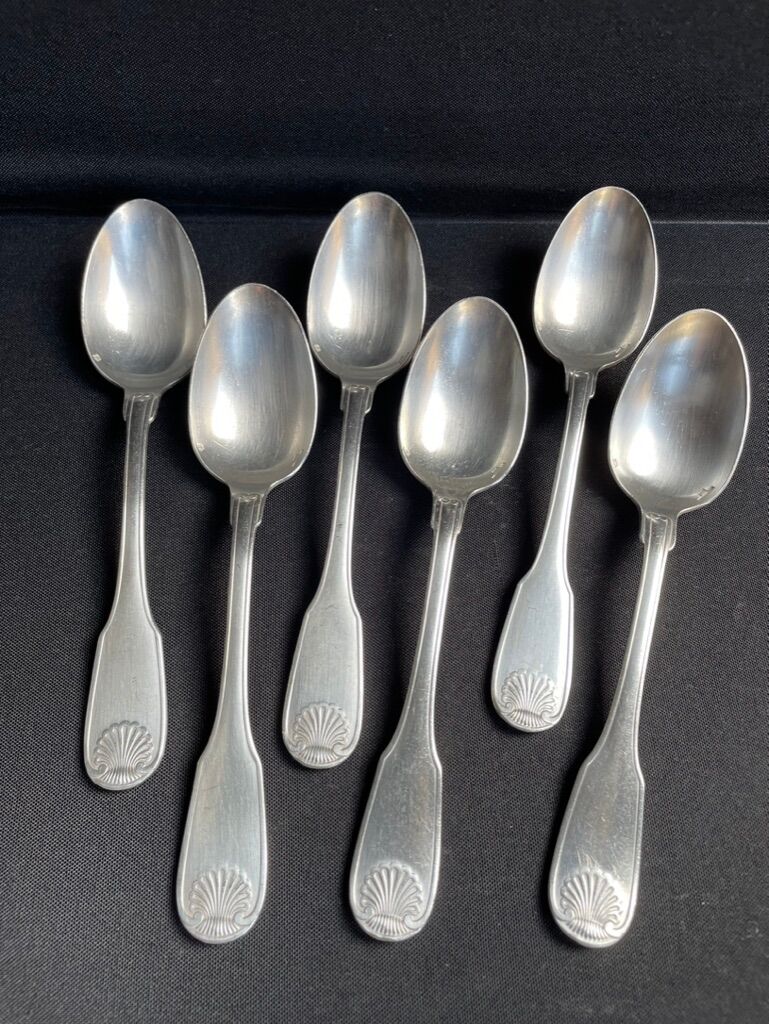 6 dessert spoons in silver metal christofle model vendôme/arcantia before 1983