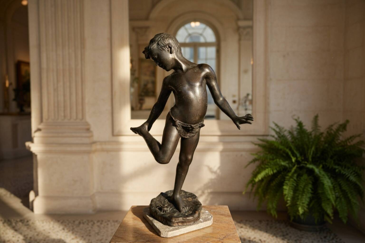Splendida Scultura in Bronzo: "Il Bambino Morso dal Granchio" '90