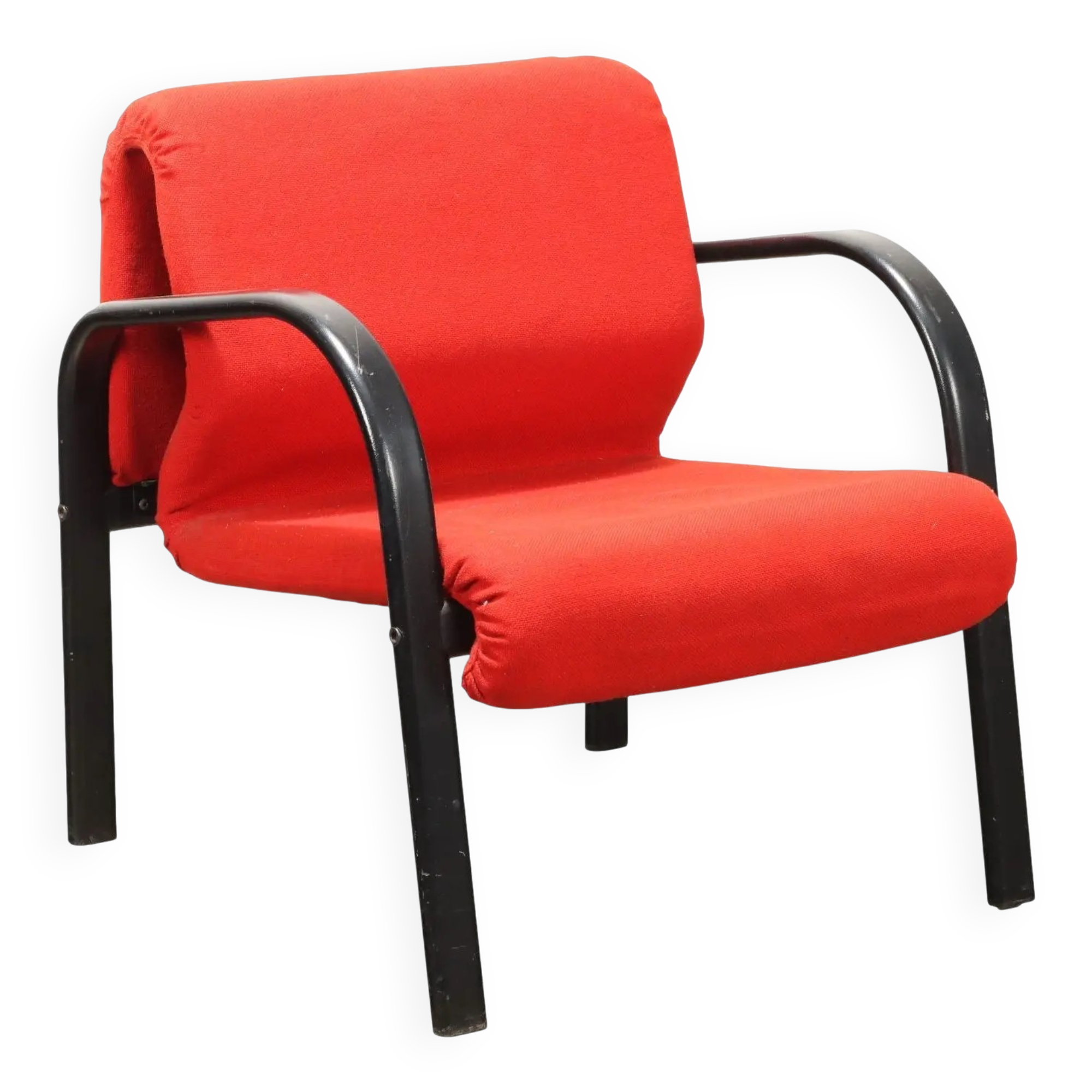 Vintage armchair from the 1980s in fabric and foam, Italy.