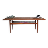 Mid-Century Modern Danish Teak and Rosewood Long Coffee Table with Magazine Rack